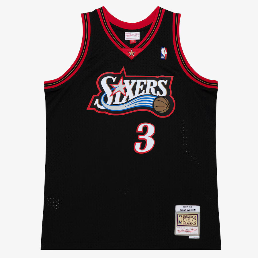 Mitchell & Ness Men's Allen Iverson Black Philadelphia 76ers 1997/98 Hardwood Classics Swingman Player Jersey