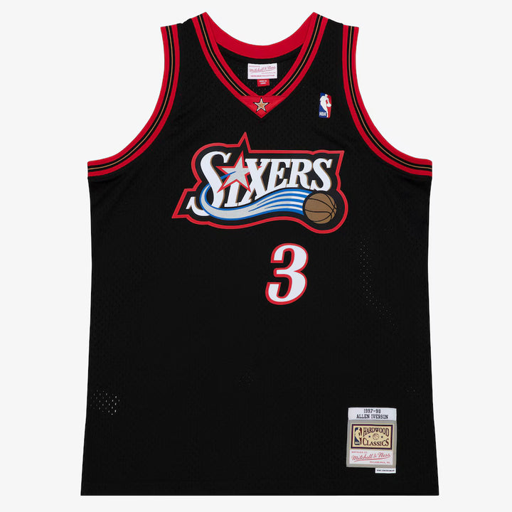 Mitchell & Ness Men's Allen Iverson Black Philadelphia 76ers 1997/98 Hardwood Classics Swingman Player Jersey