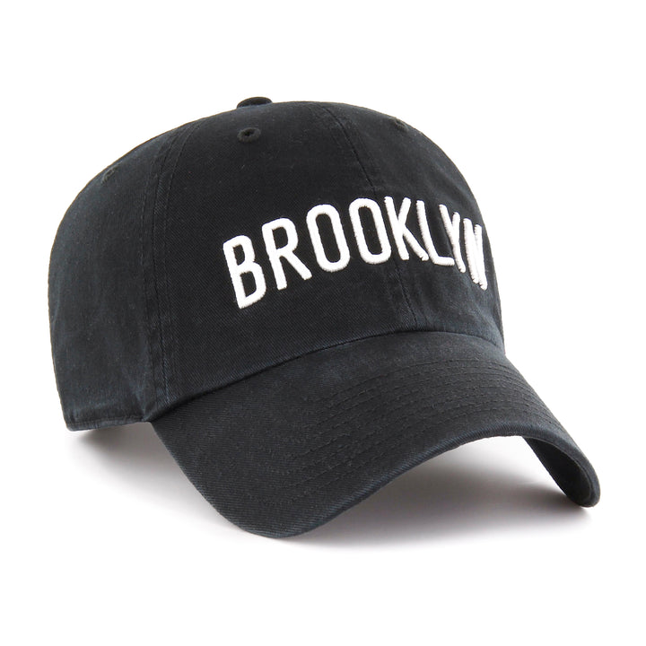 Brooklyn Nets 47 Black Black Core Wordmark Clean Up Adjustable Hat