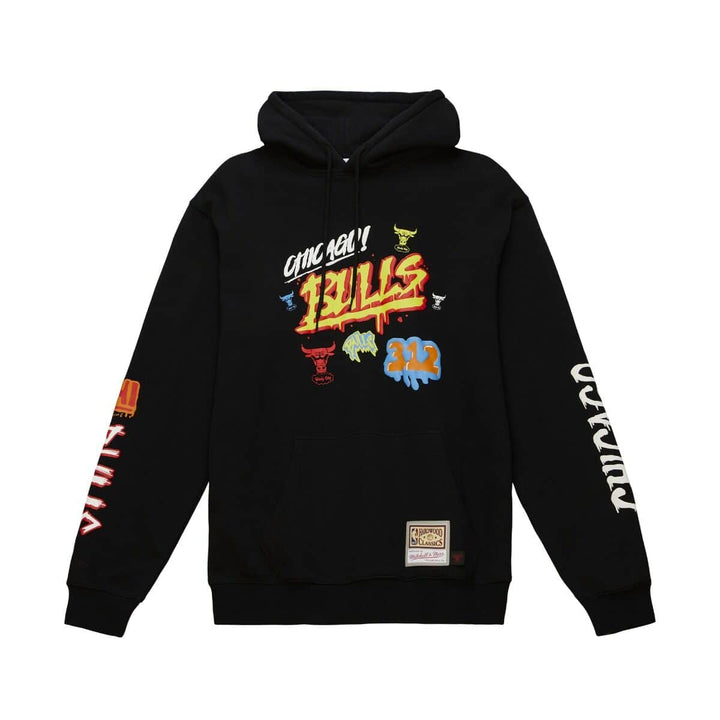 Chicago Bulls Mitchell & Ness Black Slap Sticker Hoodie