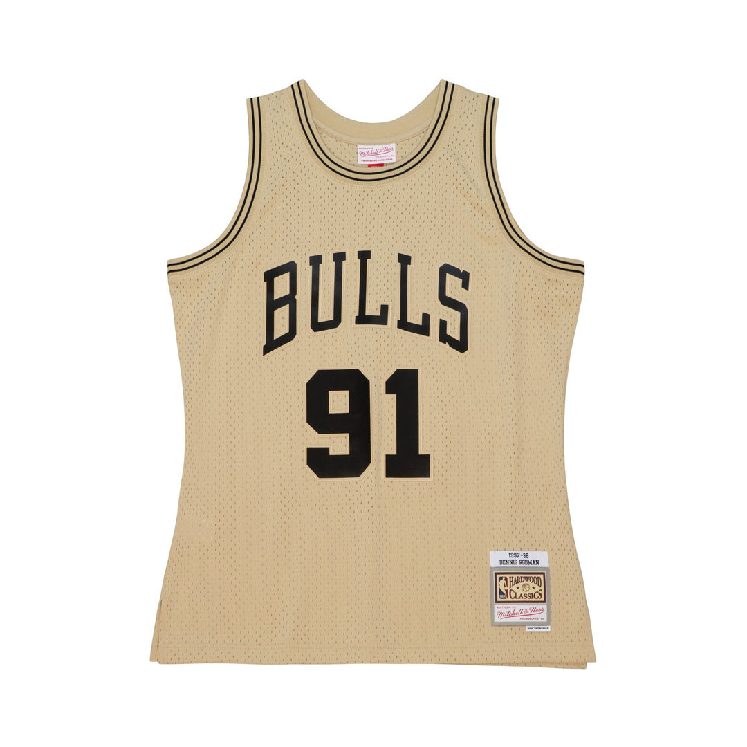 Chicago Bulls Mitchell & Ness Dennis Rodman #91 1997-98 Khaki Hardwood Classic Swingman Jersey