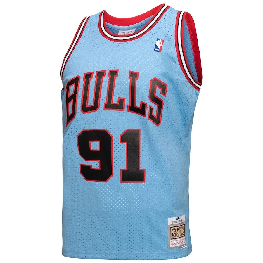 Chicago Bulls Mitchell & Ness Dennis Rodman #91 Light Blue 1997-98