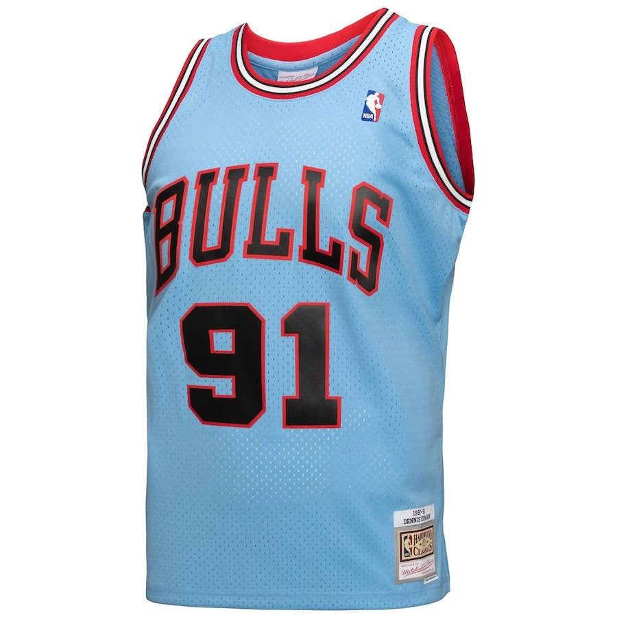 Chicago Bulls Mitchell & Ness Dennis Rodman #91 Light Blue 1997-98 Hardwood Classics Reload 3.0 Swingman Jersey
