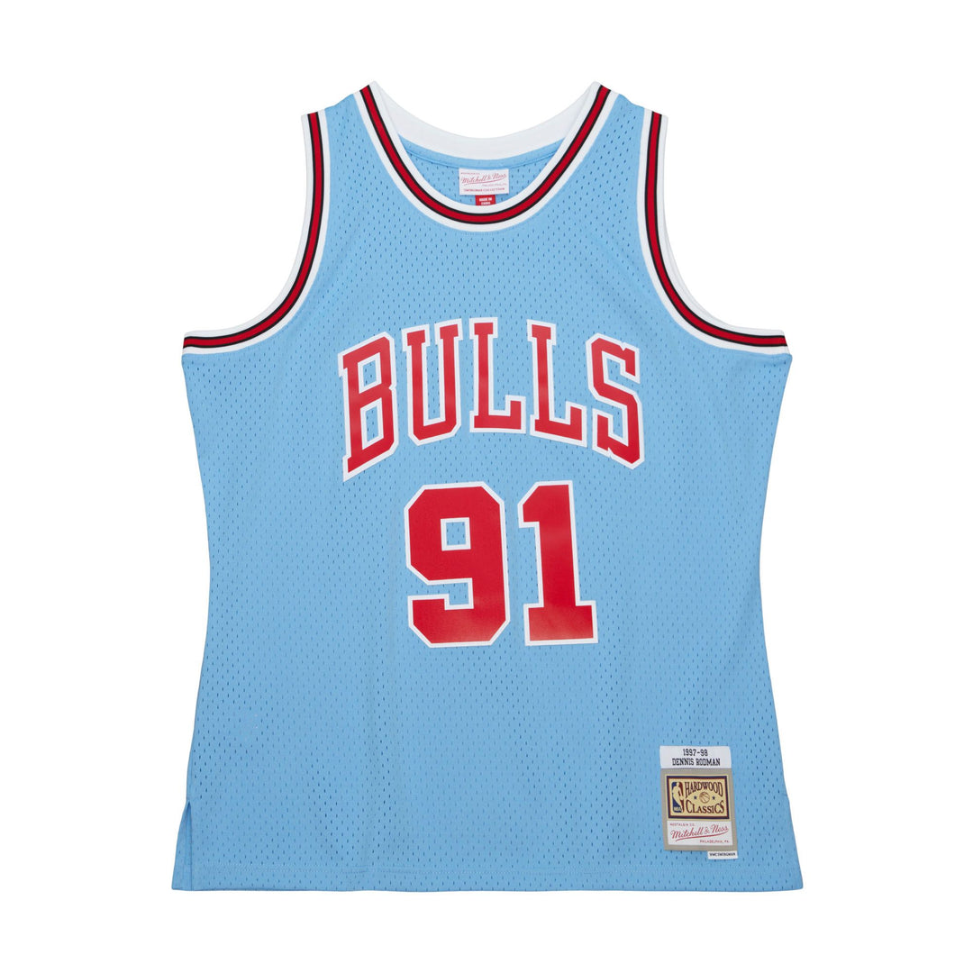 Chicago Bulls  Mitchell & Ness Dennis Rodman #91 Sky Blue 1997-97 Swingman Jersey