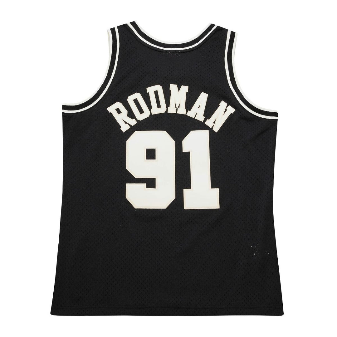 Chicago Bulls Mitchell & Ness NBA Off Court Black Cream 1997-98 Dennis Rodman #91 Swingman Jersey
