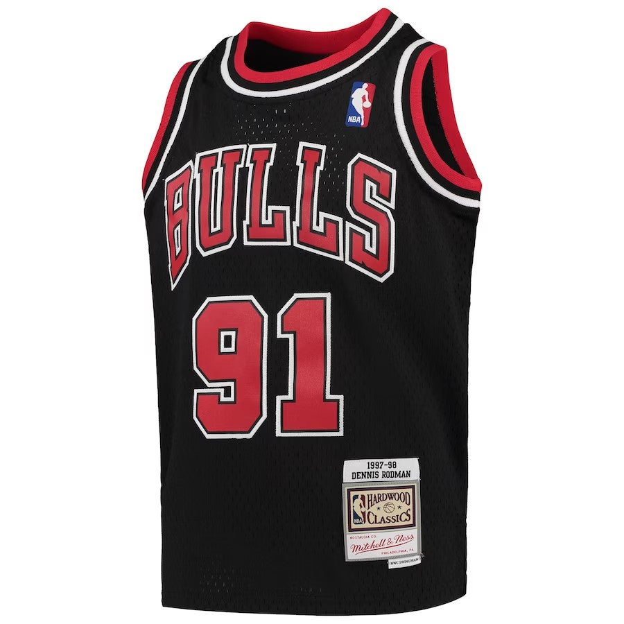 Chicago Bulls Youth Mitchell & Ness Dennis Rodman #91 Black 1997-98 Hardwood Classics Swingman Jersey