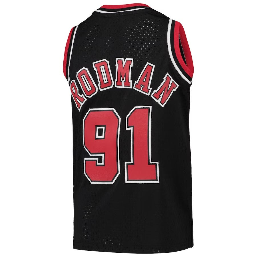 Chicago Bulls Youth Mitchell & Ness Dennis Rodman #91 Black 1997-98 Hardwood Classics Swingman Jersey