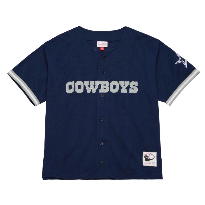 Dallas Cowboys Mitchell & Ness Navy Jersey On The Clock Mesh Button Front