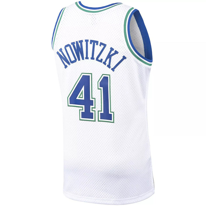 Dallas Mavericks Mitchell & Ness Dirk Nowitzki #41 White 1998-99 Hardwood Classics Swingman Jersey