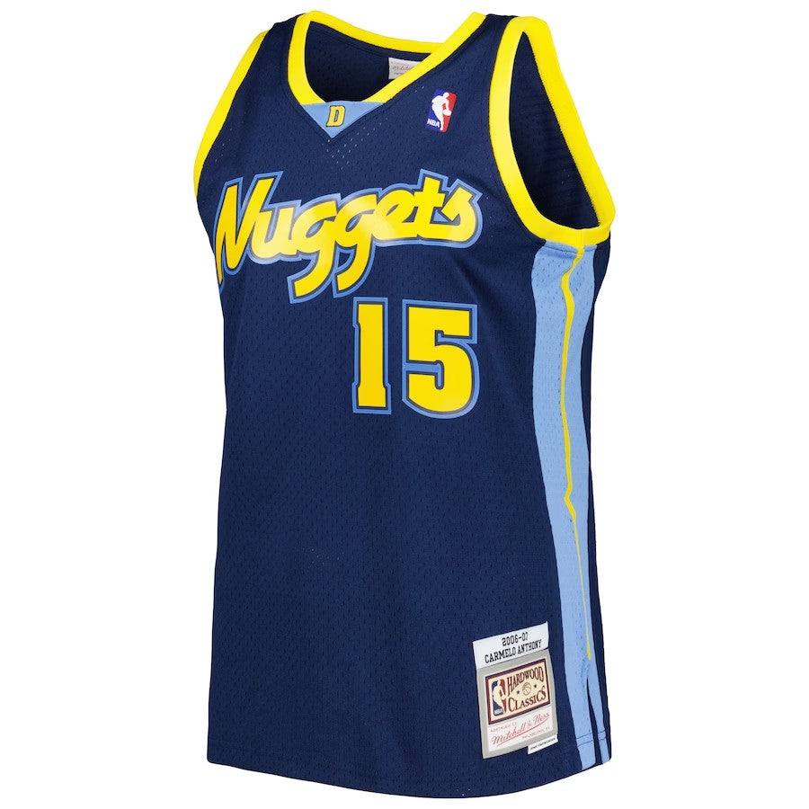 Denver Nuggets Mitchell & Ness Carmelo Anthony #15 Navy Hardwood Classics Swingman Jersey