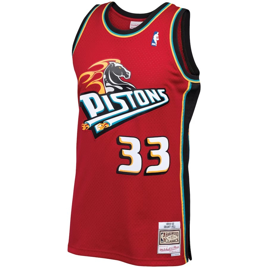 Detroit Pistons Mitchell & Ness Grant Hill #33 Red Hardwood Classics Swingman 1999-00 Jersey