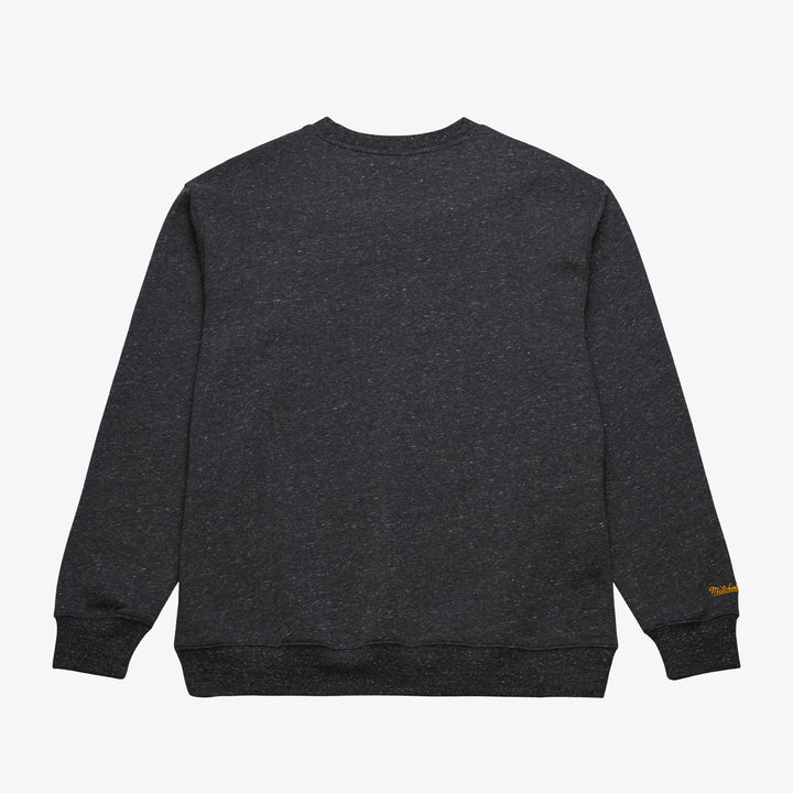 Los Angeles Lakers Mitchell & Ness Black Black Out Collection Snow Washed Vintage Logo Pullover Sweatshirt