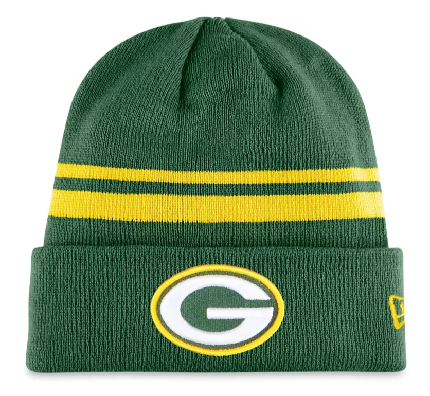 Green Bay Packers New Era Green Yellow Team Logo Cuffed Knit Hat
