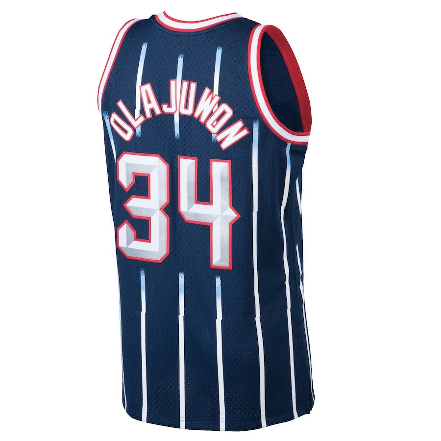 Houston Rockets Mitchell & Ness Hakeem Olajuwon #34 Navy Hardwood Classics Swingman 1996-97 Jersey