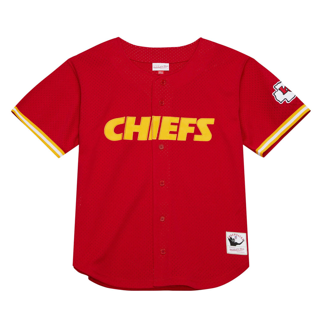 Kansas City Chiefs Mitchell & Ness Red Jersey On The Clock Mesh Button Front