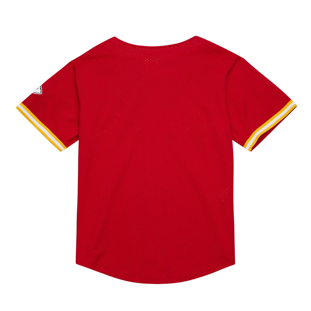 Kansas City Chiefs Mitchell & Ness Red Jersey On The Clock Mesh Button Front
