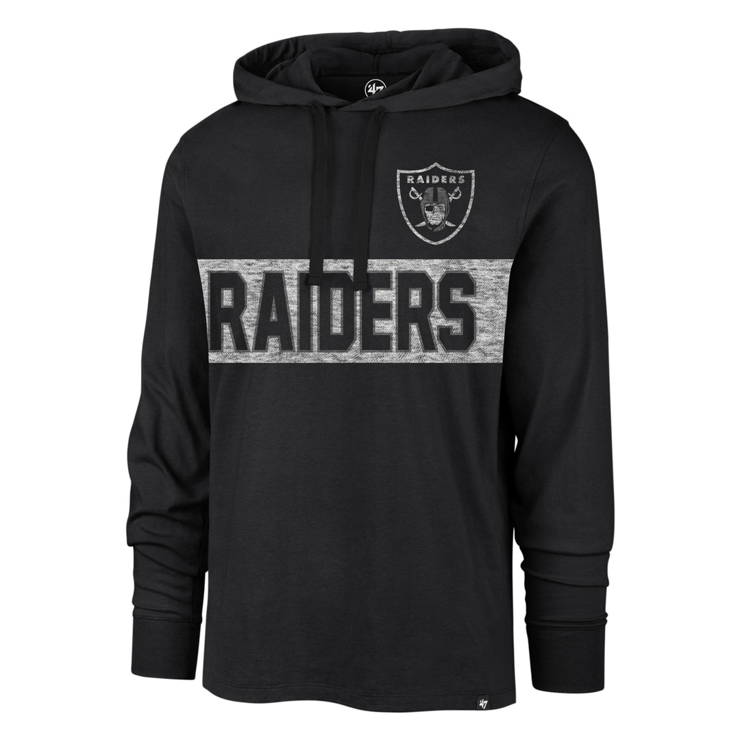 Las Vegas Raiders 47 Brand Black Field Franklin Hooded Long Sleeve T-Shirt