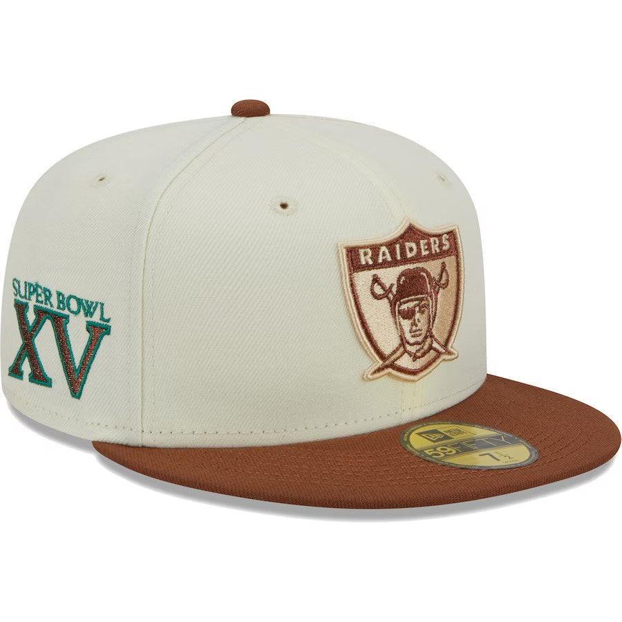 Las Vegas Raiders New Era Cream Burnt  City Icon 59FIFTY Fitted Hat
