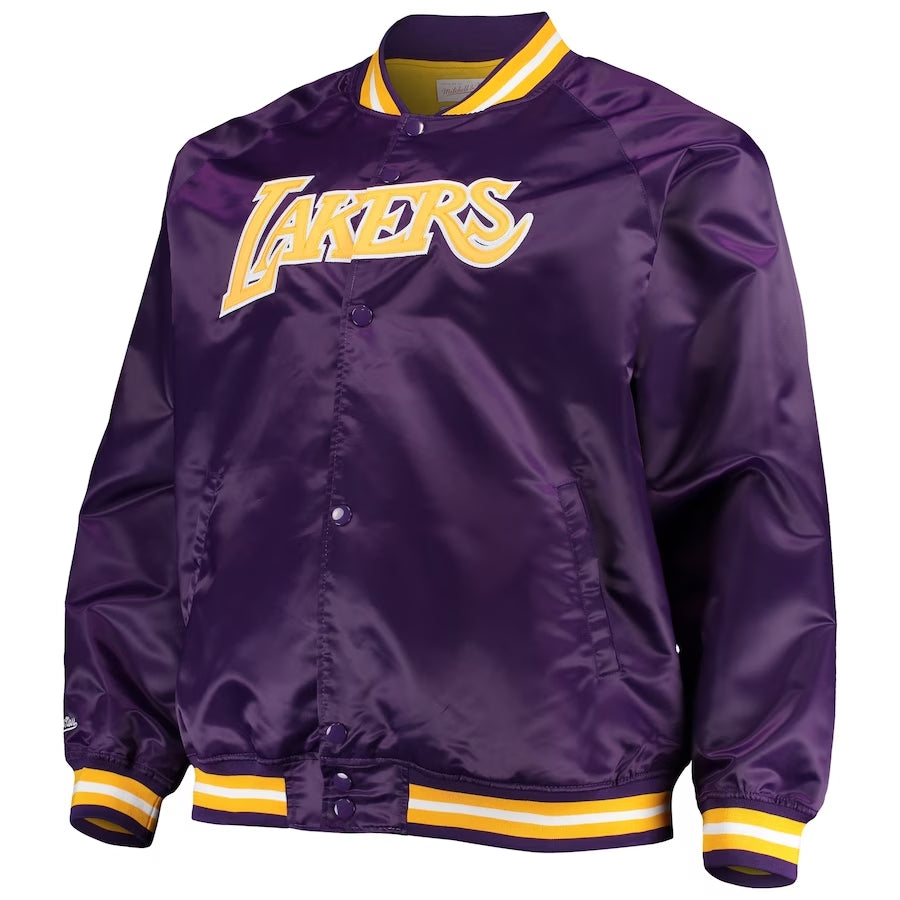 Los Angeles Lakers Mitchell & Ness Purple Hardwood Classics Raglan Satin Full-Snap Jacket
