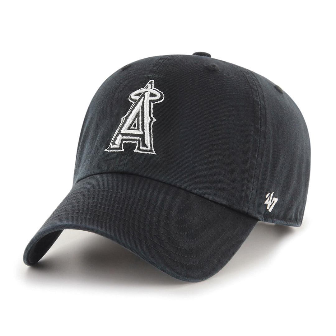 Los Angeles Angels 47 Brand Black on Black Logo Clean Up Adjustable Hat