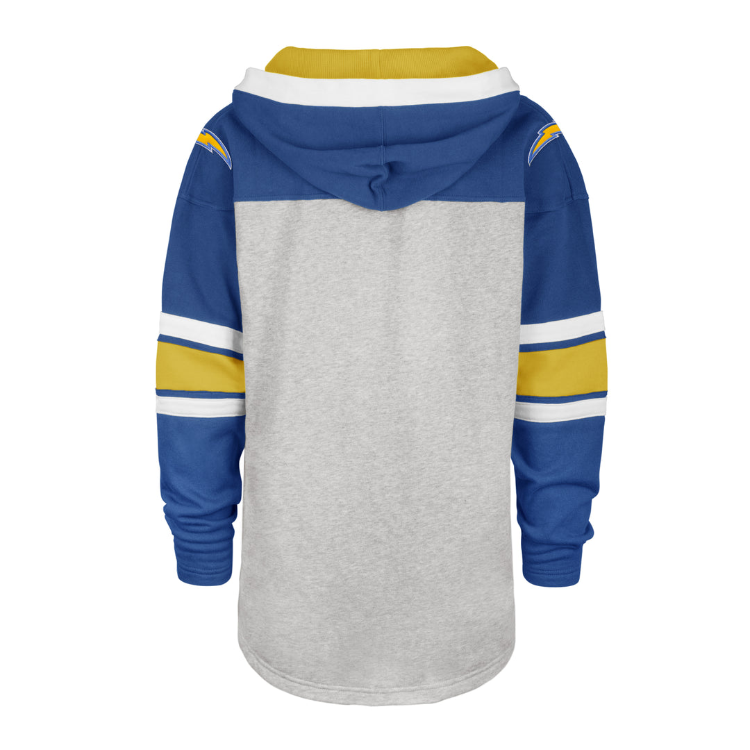 Los Angeles Chargers 47 Brand Heather Gray Gridiron Lace-Up Pullover Hoodie