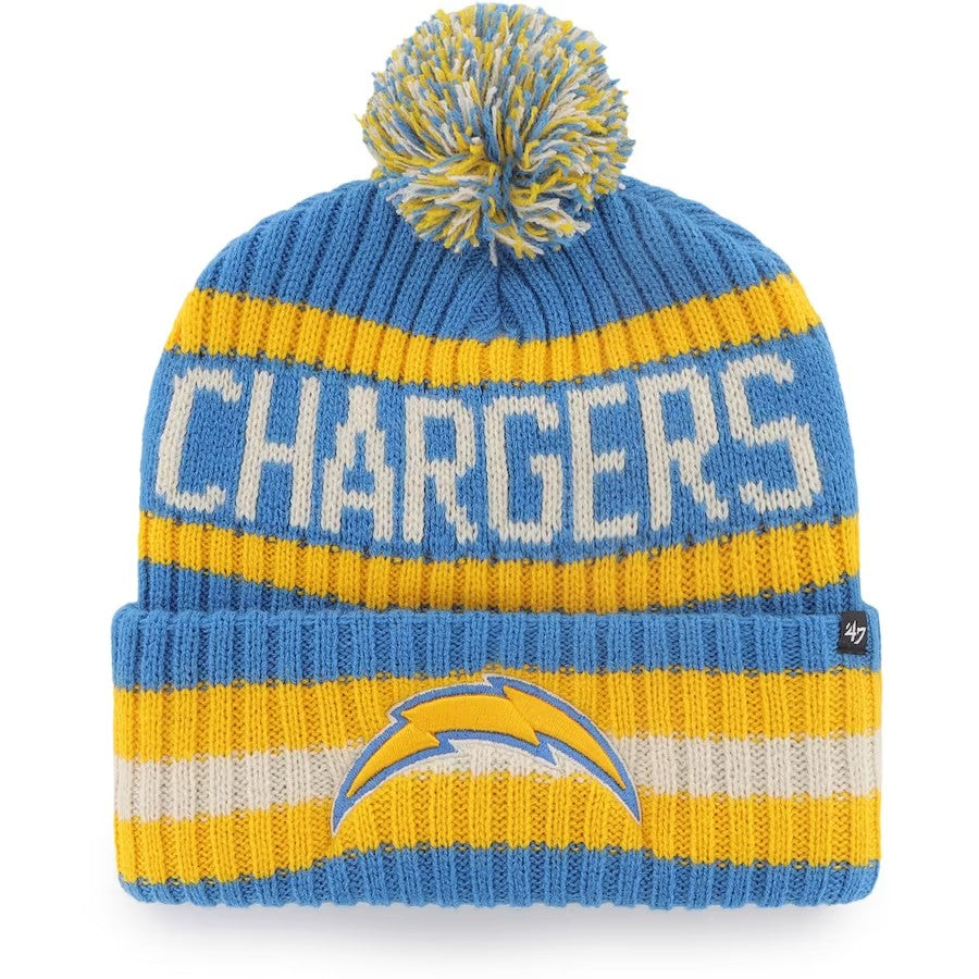Los Angeles Chargers 47 Brand Powder Blue Bering Cuffed Knit Hat with Pom