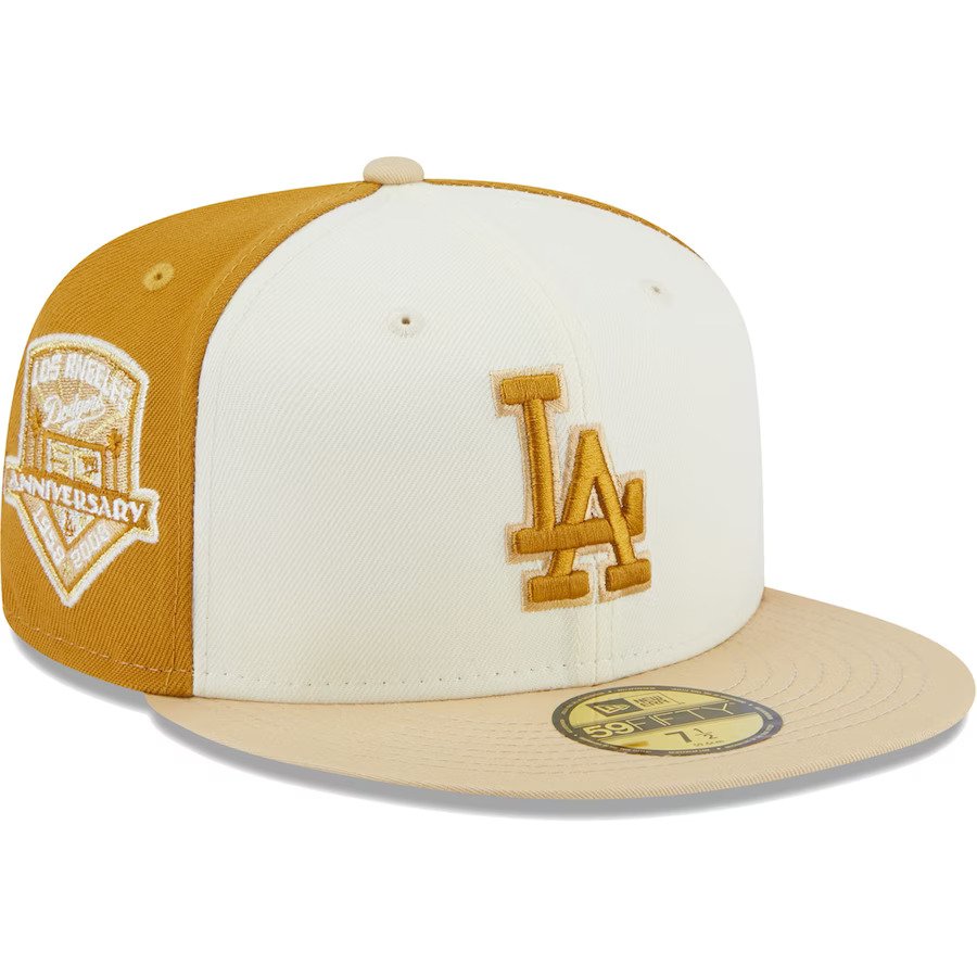 Los Angeles Dodgers New Era Cream Gold Chrome Anniversary 59FIFTY Fitted Hat