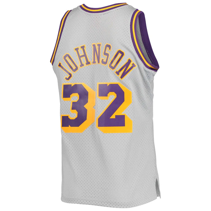 Los Angeles Lakers Mitchell & Ness Magic Johnson #32 Gray 1984-85 Hardwood Classics Reload 2.0 Throwback Swingman Jersey