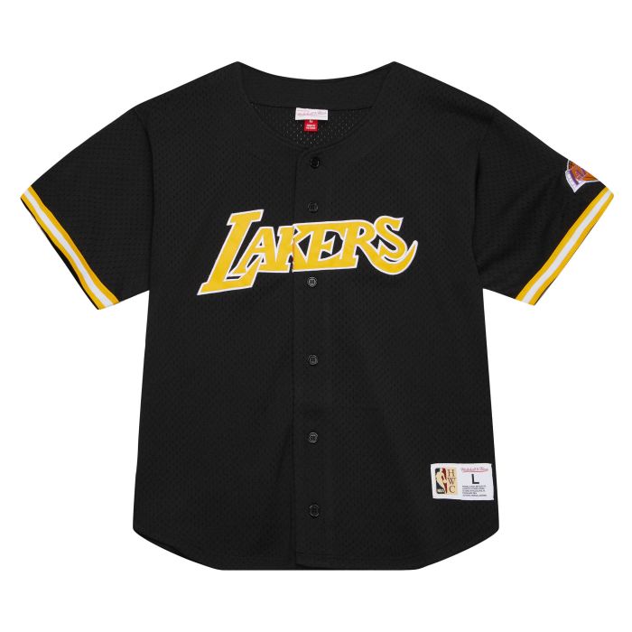 Los Angeles Lakers Mitchell & Ness Black Jersey On The Clock Mesh Button Front