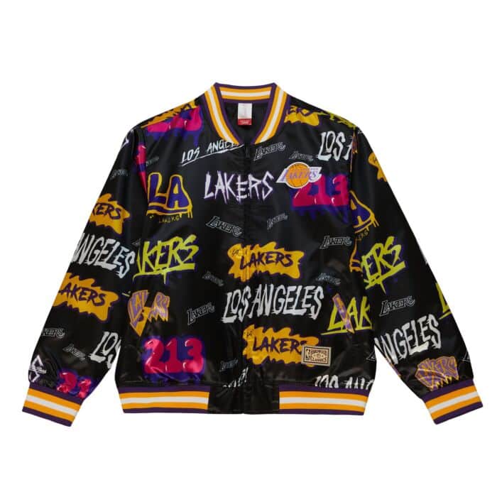 Los Angeles Lakers Mitchell Ness Black Slap Sticker Reversible Jacket