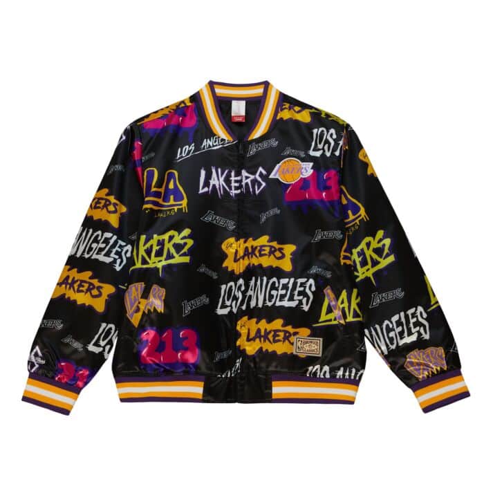 Los Angeles Lakers Mitchell & Ness Black Slap Sticker Reversible Jacket