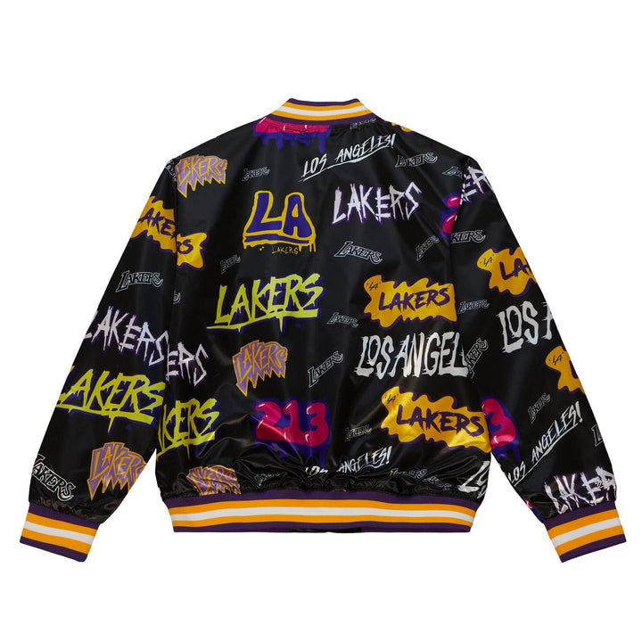 Los Angeles Lakers Mitchell & Ness Black Slap Sticker Reversible Jacket