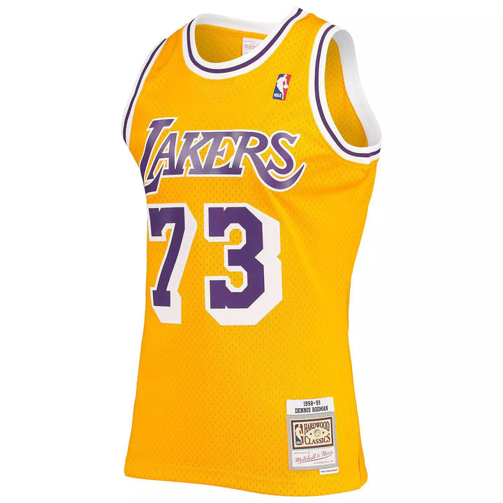 Los Angeles Lakers Mitchell & Ness Dennis Rodman 73 Gold 1998-99 Hardwood Classics Swingman Jersey