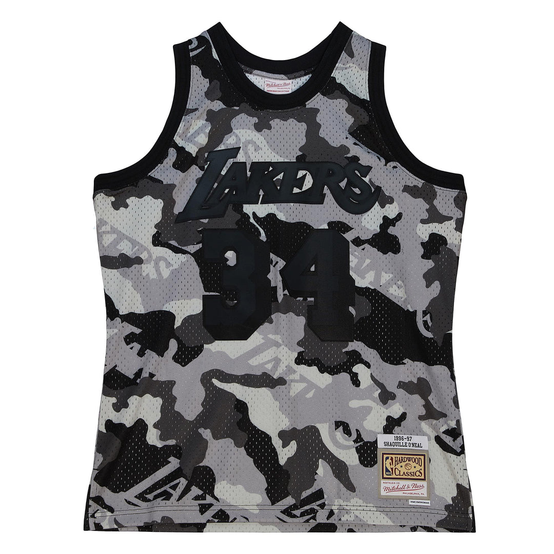 Los Angeles Lakers Mitchell & Ness Ghost Black Camo Swingman Shaquille O'Neal #34 1996-97 Jersey