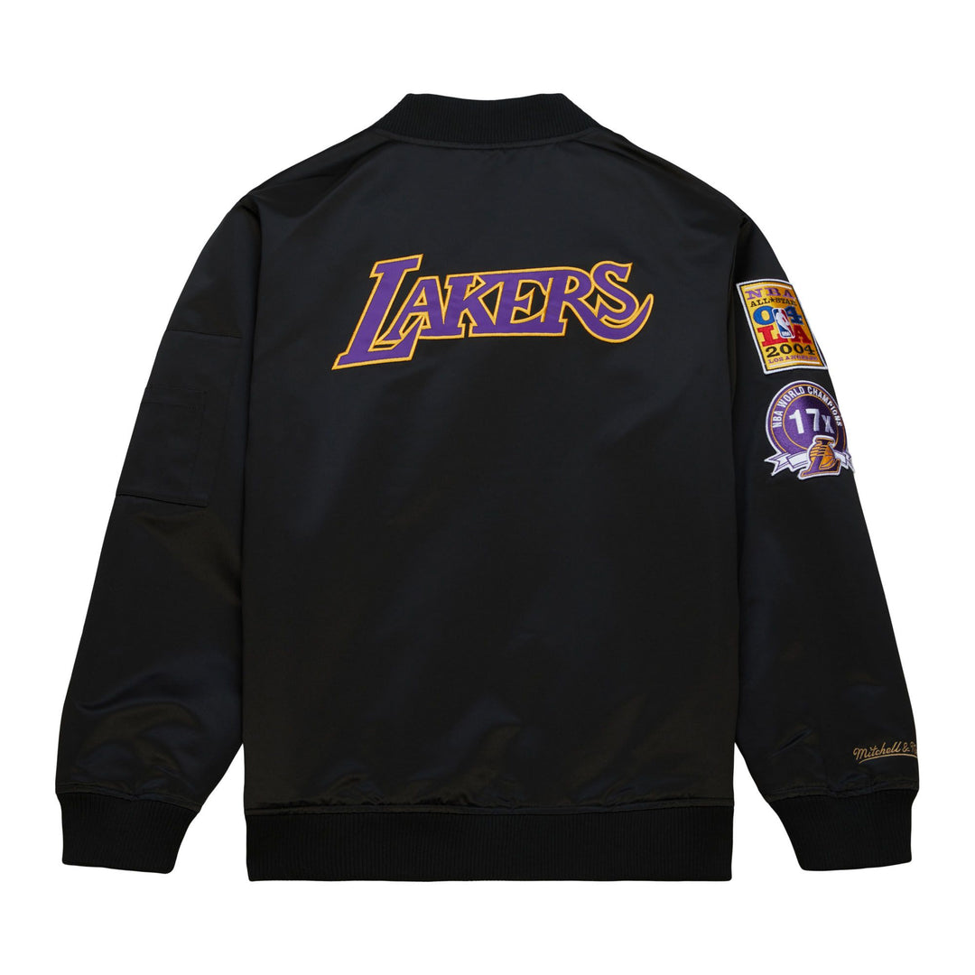Los Angeles Lakers Mitchell & Ness Lightweight Satin Bomber Vintage Logo