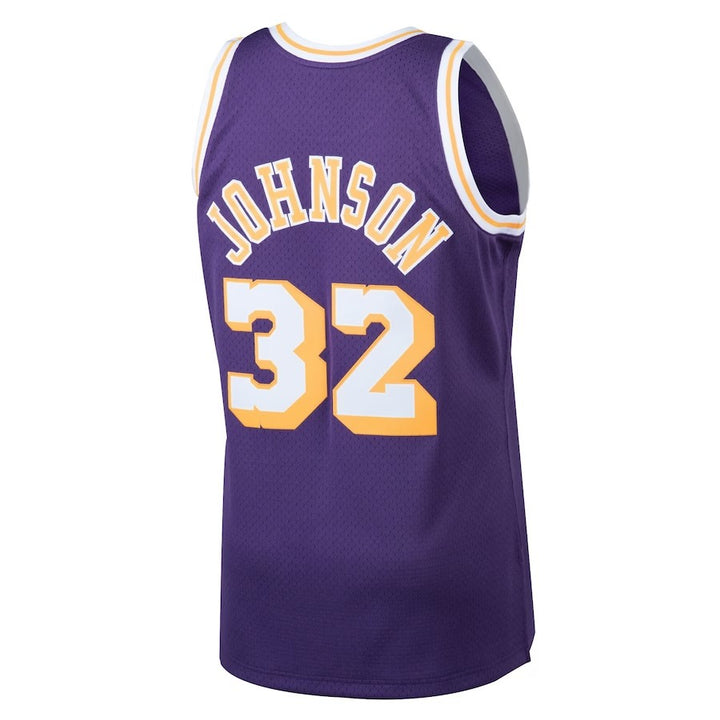 Los Angeles Lakers Mitchell & Ness Magic Johnson #32 1984-85 Road Swingman Jersey - Purple