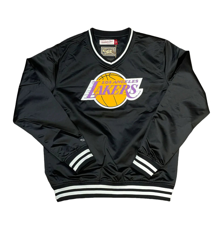 Los Angeles Lakers Mitchell & Ness Satin V-Neck Pullover Windbreaker