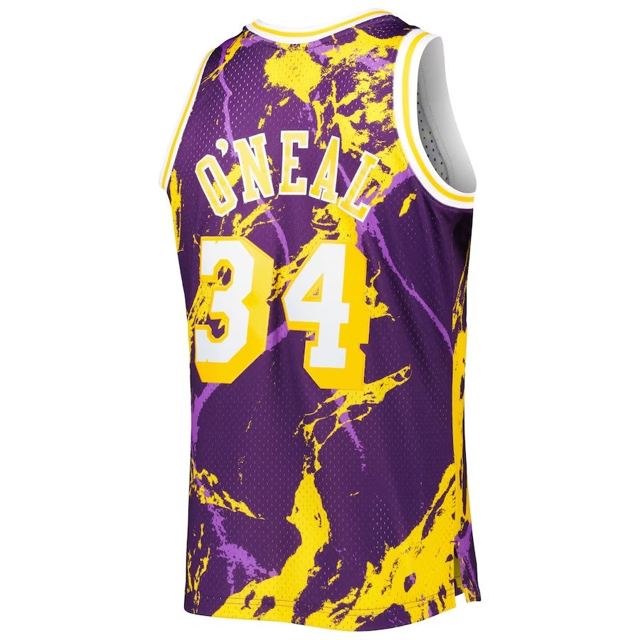 Los Angeles Lakers Mitchell & Ness Shaquille O'Neal #34 Purple 1996/97 Hardwood Classics Marble Swingman Jersey