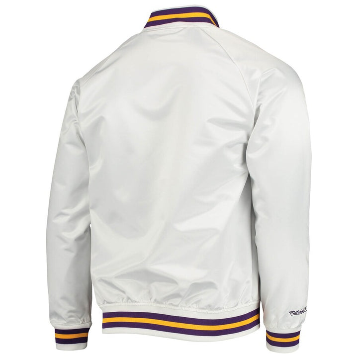Los Angeles Lakers Mitchell & Ness White Hardwood Classics Satin Full-Snap Raglan Jacket