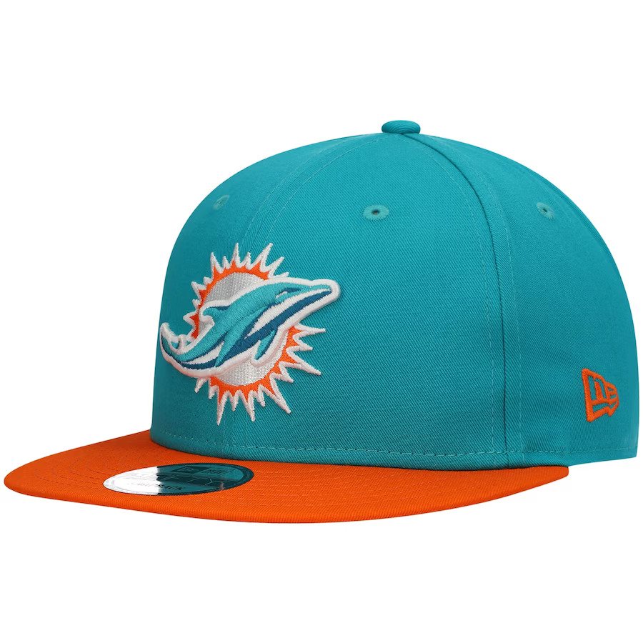 Miami Dolphins New Era Aqua/Orange 2-Tone Basic 9FIFTY Snapback Hat