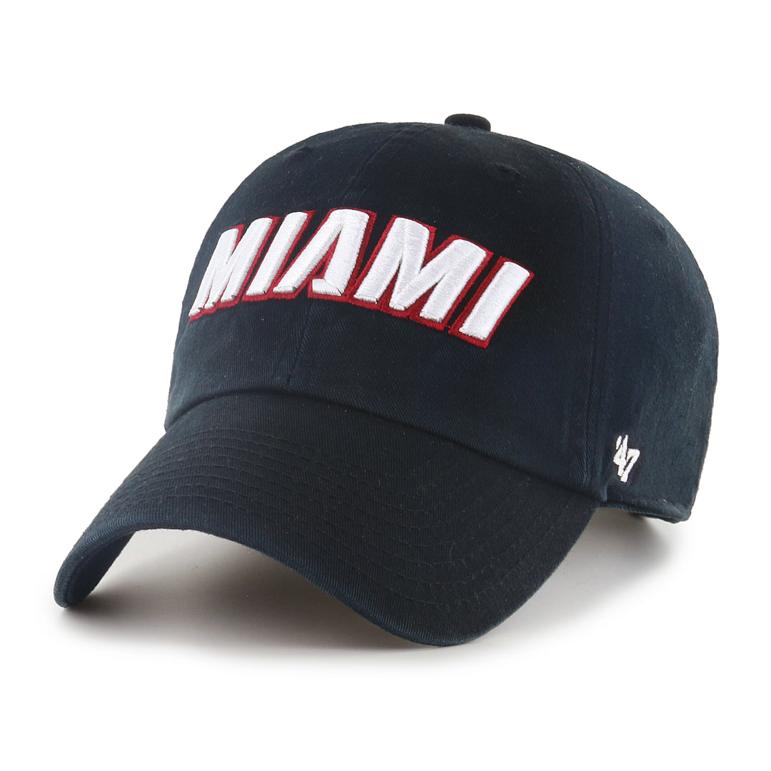 Miami Heat 47 Brand Black Clean Up Wordmark Adjustable Hat