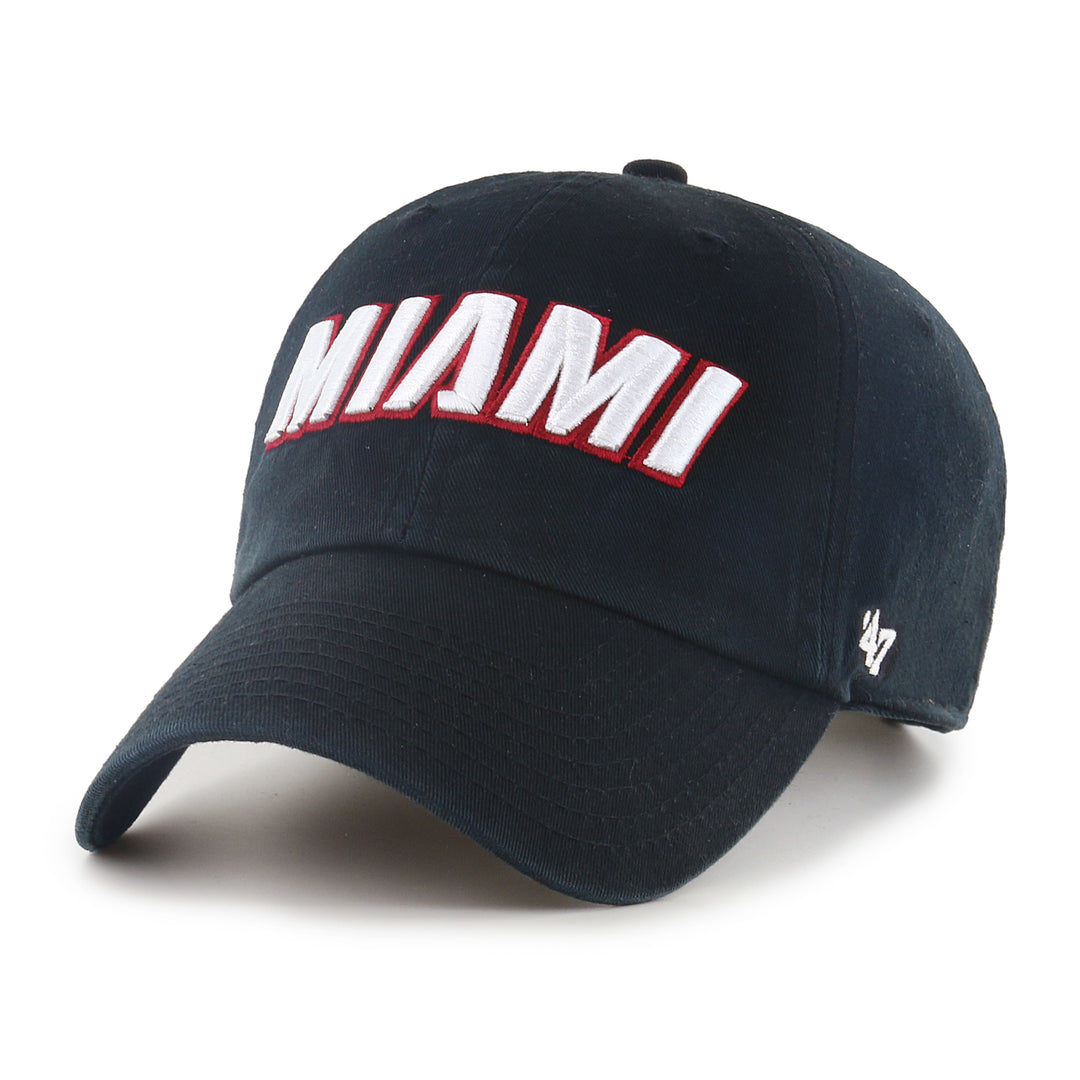 Miami Heat 47 Brand Black Wordmark Clean Up Adjustable Dad Hat