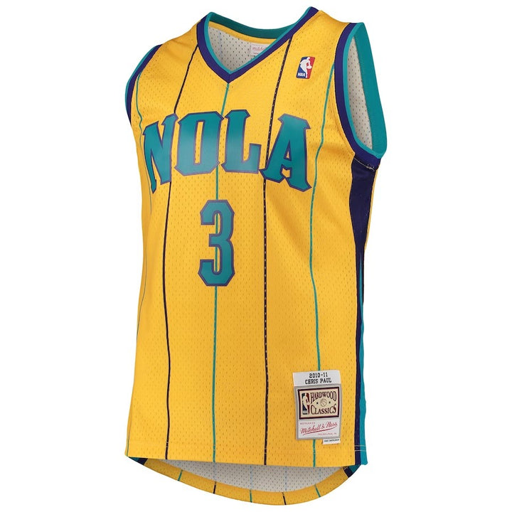 New Orleans Hornets Mitchell & Ness Chris Paul #3 Yellow Hardwood Classics Swingman 2010-11 Jersey