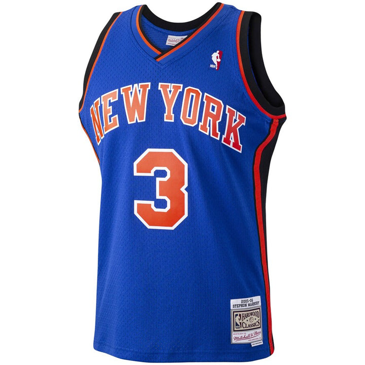 New York Knicks Mitchell & Ness Stephon Marbury #3 Blue 2005-06 Hardwood Classics Swingman Player Jersey