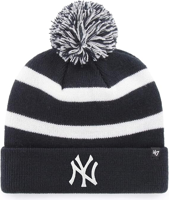 New York Yankees 47 Brand Black White Cuff Knit Beanie