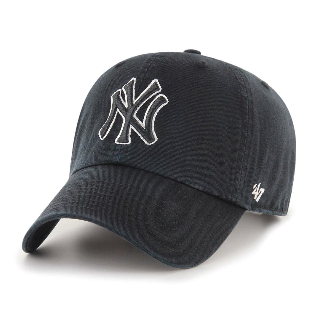 New York Yankees 47 Brand Black on White Clean Up Adjustable Dad Hat