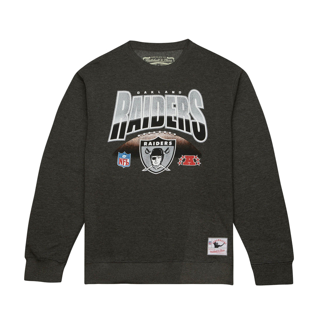 Oakland Raiders Mitchell & Ness Inzone Crew Charcoal Heather