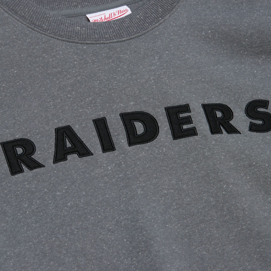 Oakland Raiders Mitchell & Ness Snow Washed Fleece Crew