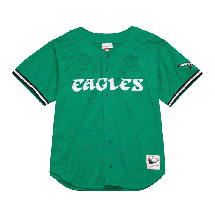 Philadelphia Eagles Mitchell & Ness Black Jersey On The Clock Mesh Button Front