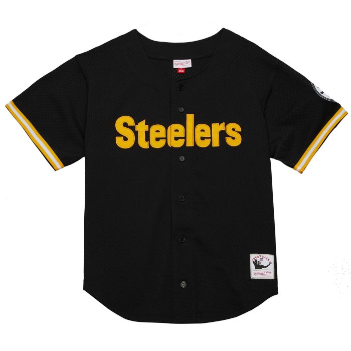 Pittsburgh Steelers Mitchell & Ness Black Jersey On The Clock Mesh Button Front